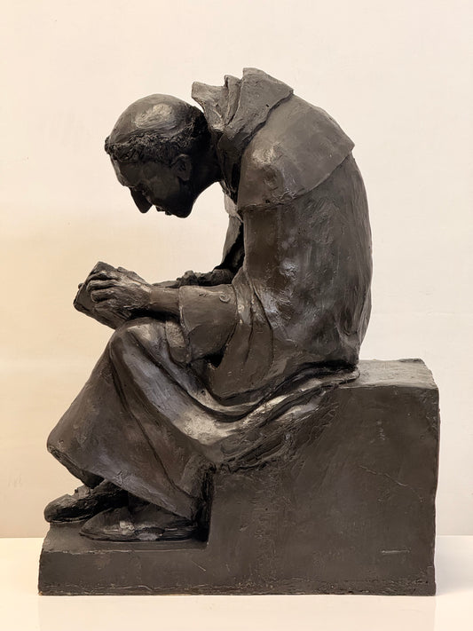William Lazard (b.1936) - “Reading Monk” Fibreglass Sculpture, Signed & Dated 1995