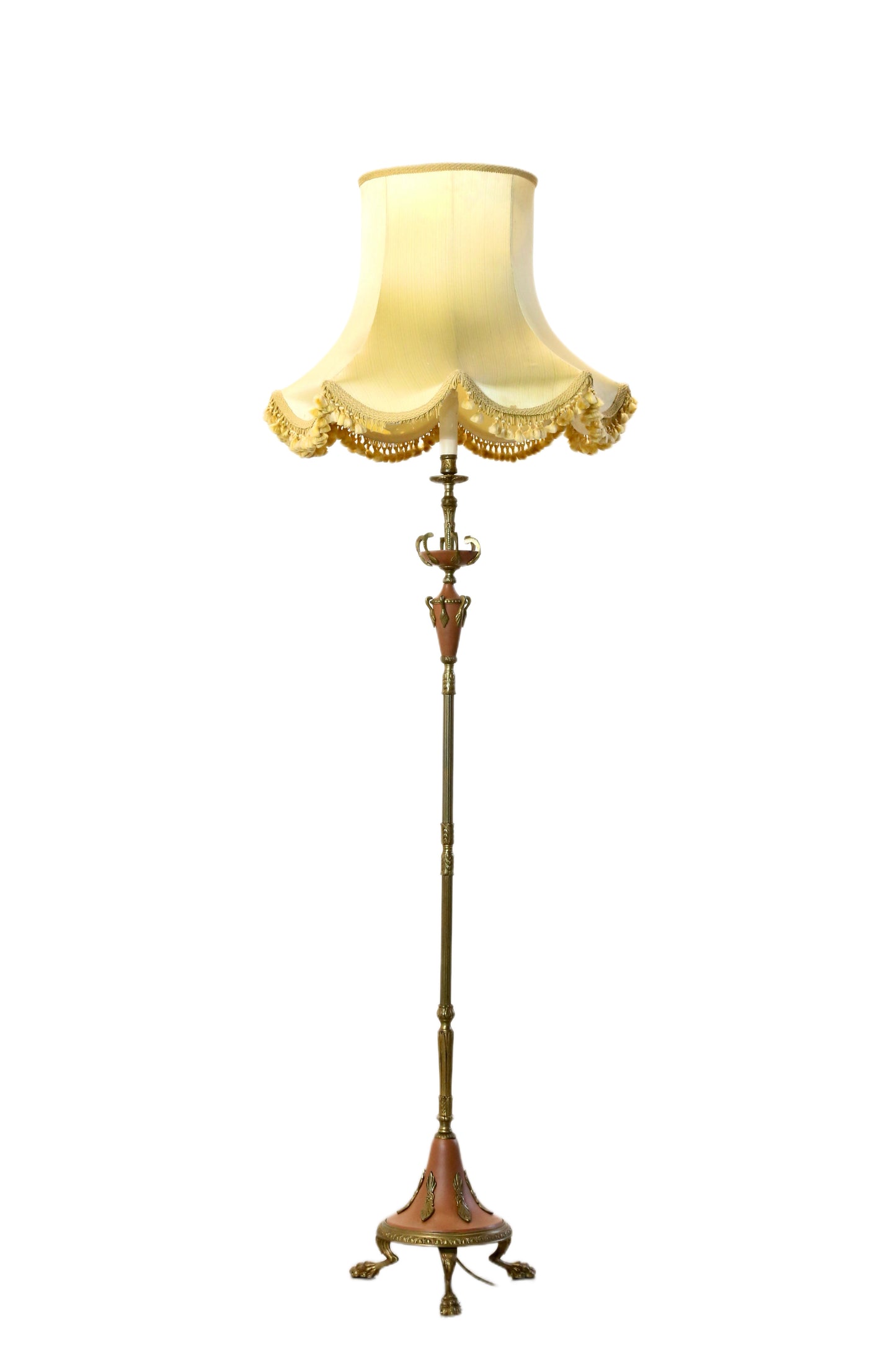 French Antique Painted Brass Standard Floor Lamp
