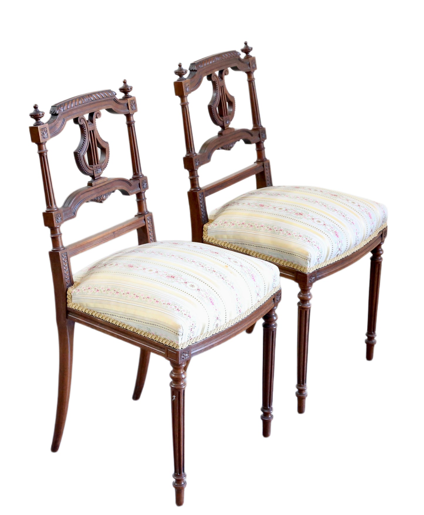 Pair, Antique Mahogany Lyre Back Side Chairs