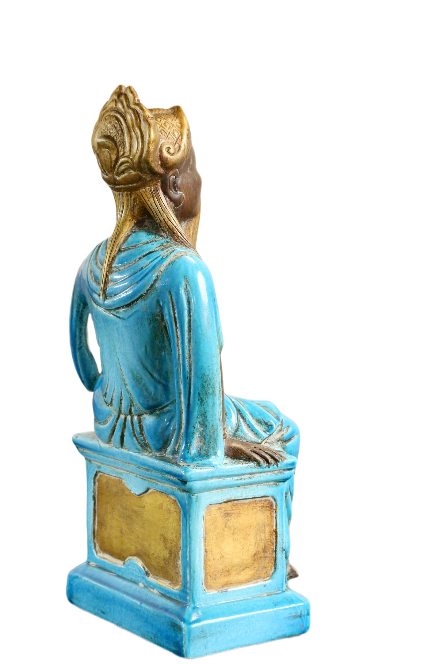 Mid-Century French Table Lamp with Italian Ugo Zaccagnini Turquoise Ceramic Figure - Vintage Decor
