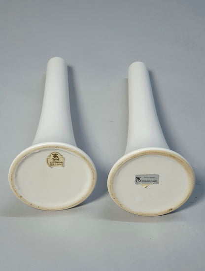 Pair Of Floris Meydam White Ceramic Dutch Mid Century Vases By Flora Keramiek