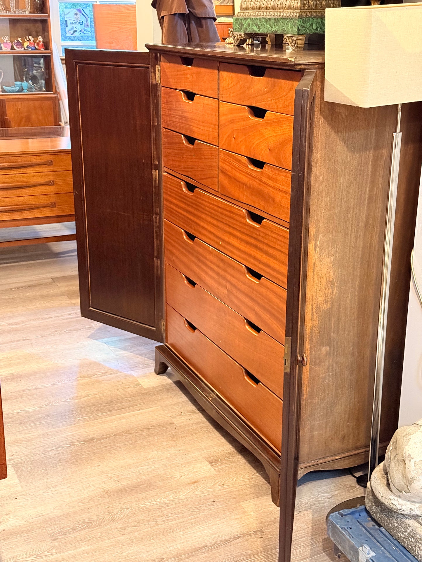 Vintage Early 20th Century All-Drawer Chifferobe Tallboy - Antique Mahogany Chifforobe Chest with 6 Short Over 4 Long Dovetailed Drawers