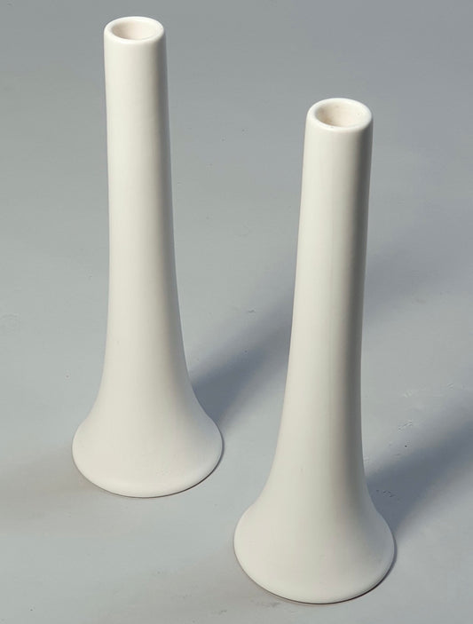 Pair Of Floris Meydam White Ceramic Dutch Mid Century Vases By Flora Keramiek