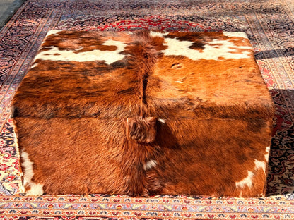 Large Tricolour Cowhide Cocktail Ottoman Coffee Table 120cm