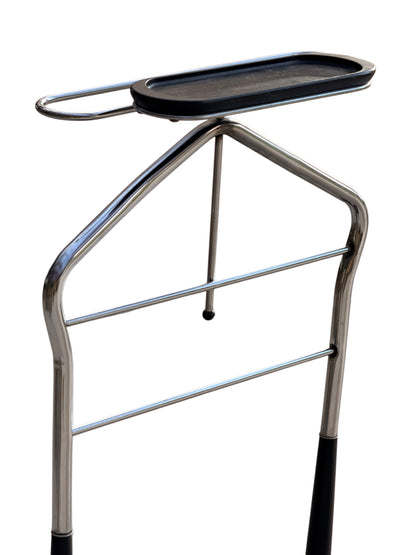 Mid-Century Chrome Valet Chair - 1950s Gentleman’s Suit Hanger 122cm