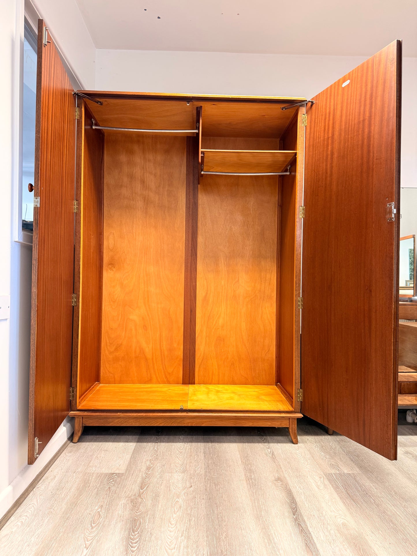 Vintage Mid-Century Afrormosia Wardrobe / Armoire by Robson & Sons Ltd Newcastle