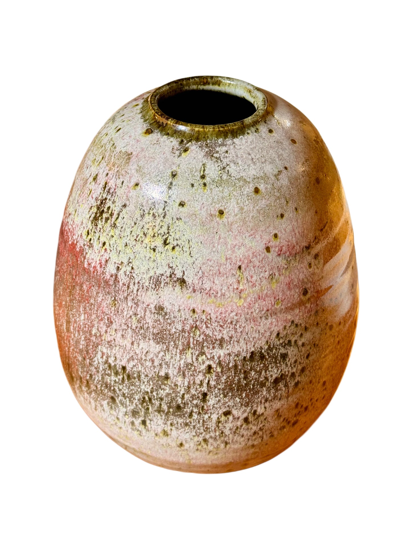 Gérald Pott (1936–2021) Wood-Fired Stoneware Vase – Bulbous Form, Multicoloured Reduction Glaze