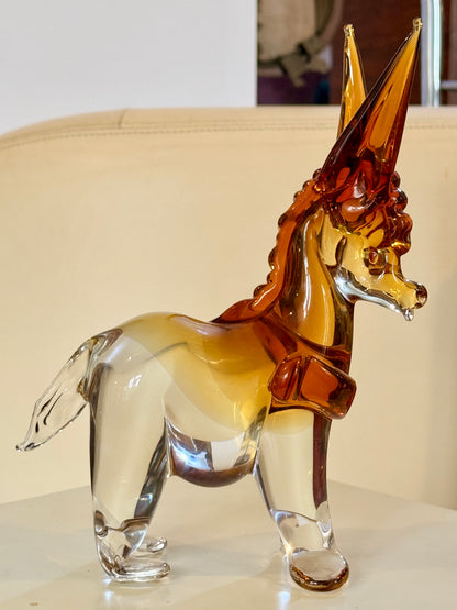 Licio Zanetti Signed Murano Glass Donkey - Vintage Venetian Mid-Century Sculpture
