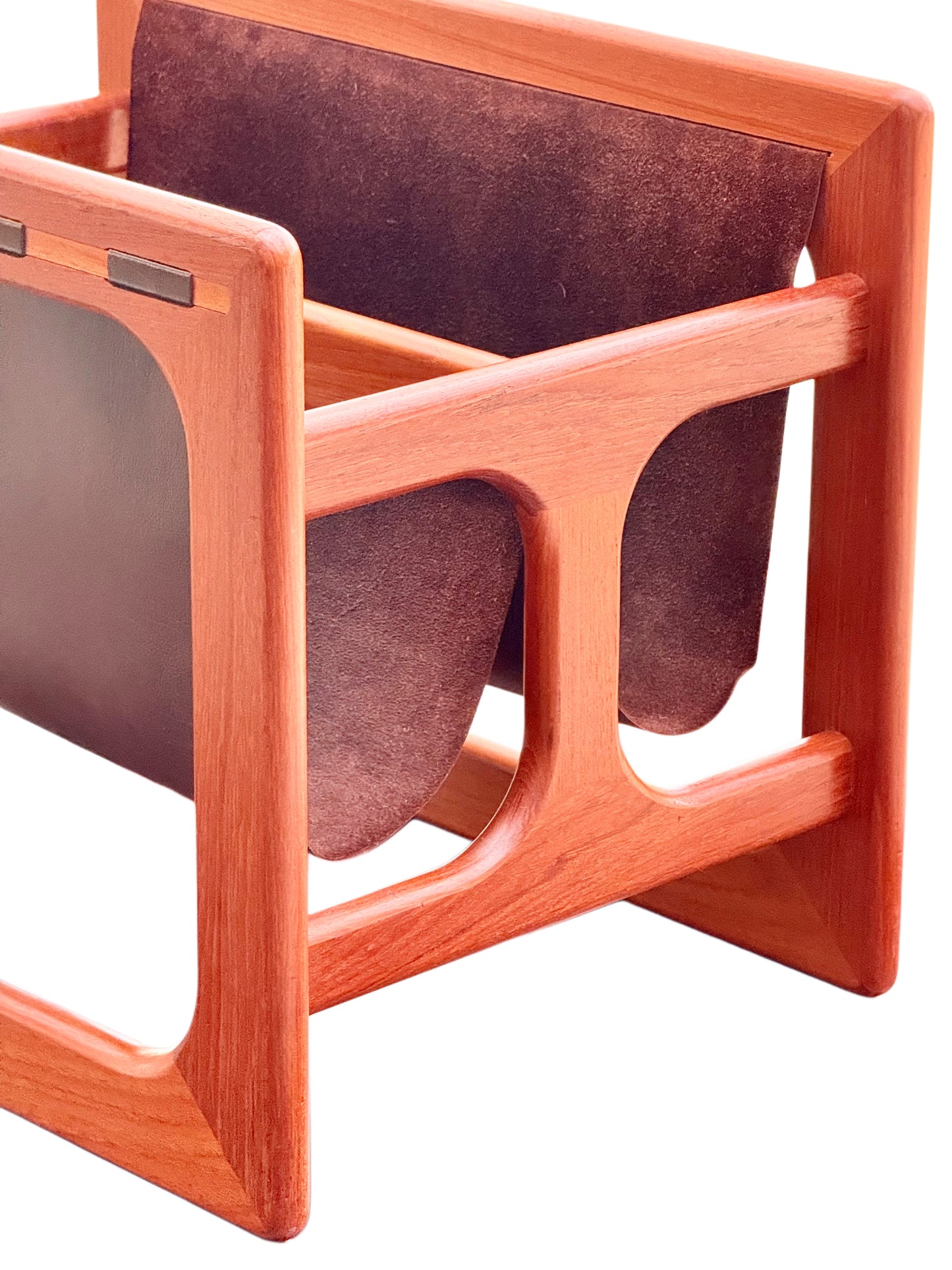 Aksel Kjersgaard for Salin Møbler Danish Teak & Twin Leather Magazine Rack