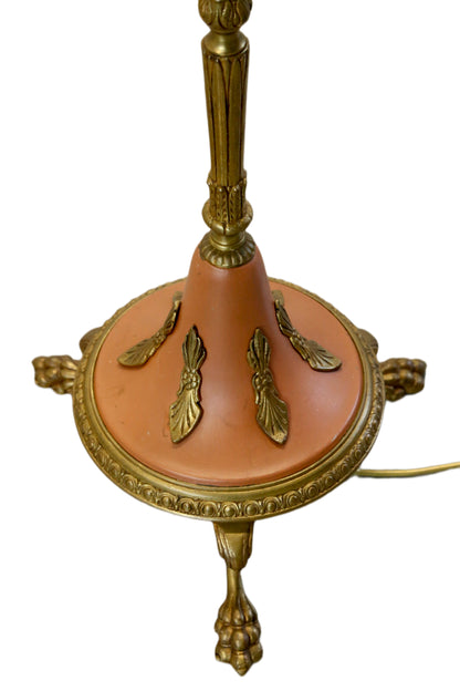 French Antique Painted Brass Standard Floor Lamp