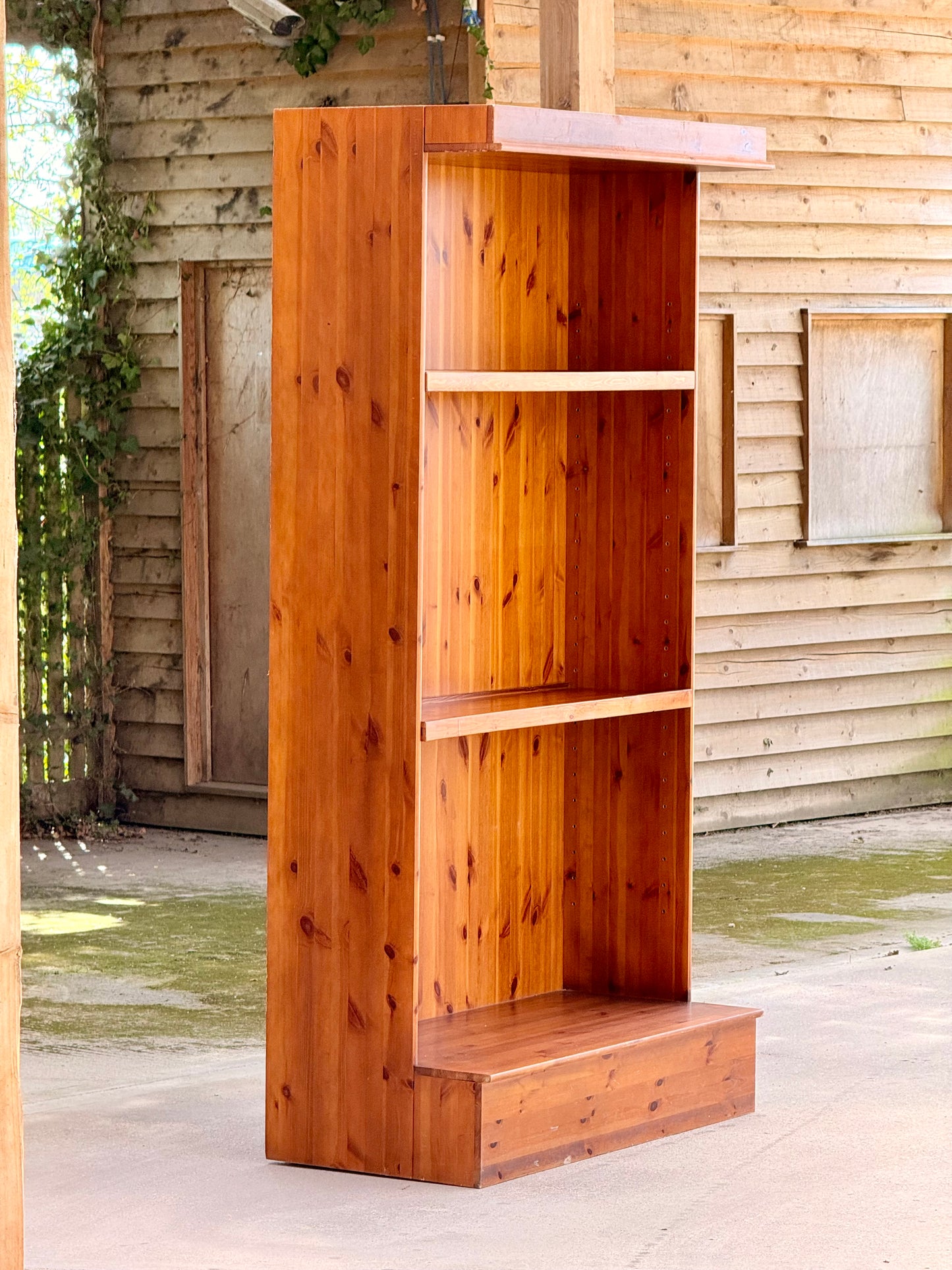 Large Solid Pine Open Bookcase H235cm × W122.5cm × D60cm Rustic Traditional Shelving Unit
