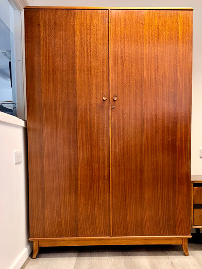 Vintage Mid-Century Afrormosia Wardrobe / Armoire by Robson & Sons Ltd Newcastle