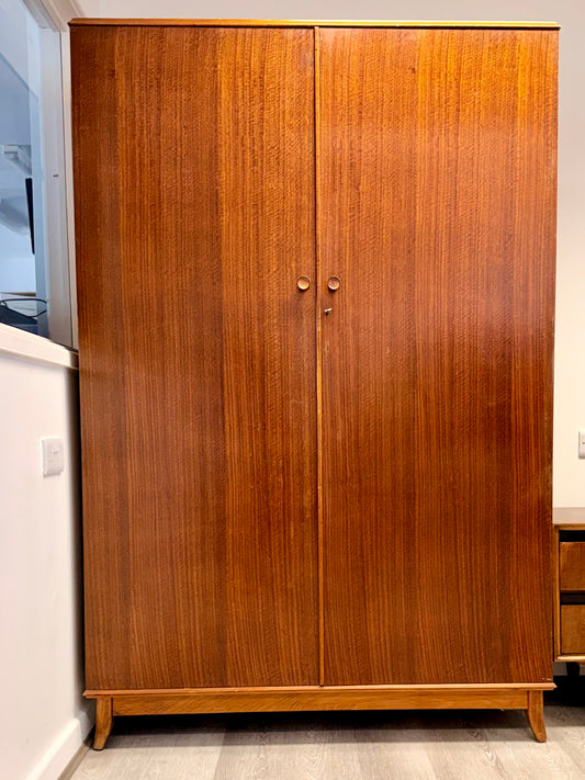 Vintage Mid-Century Afrormosia Wardrobe / Armoire by Robson & Sons Ltd Newcastle