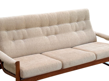 Guy Rogers Virginia 3 Seater Sofa - Afromosia Teak Beige - Mid Century Modern