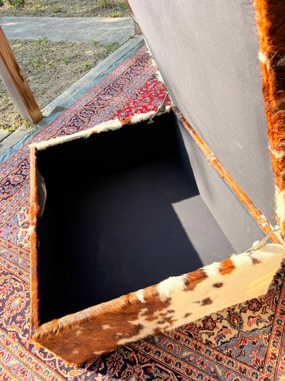 Large Tricolour Cowhide Cocktail Ottoman Coffee Table 120cm