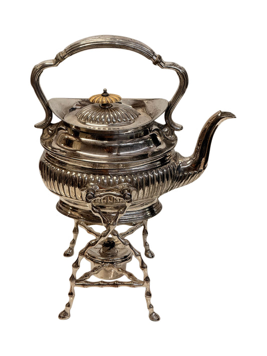 James Dixon & Sons Victorian Silver Plated Spirit Kettle on Stand with Burner