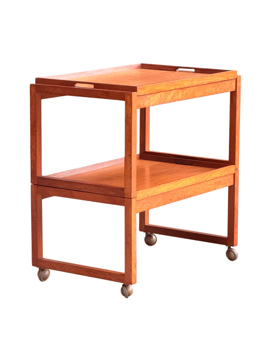 Vintage 1960s White & Newton Metamorphic Teak Serving Trolley - Modular Midcentury Modern British Design Bar Cart with Detachable Tray