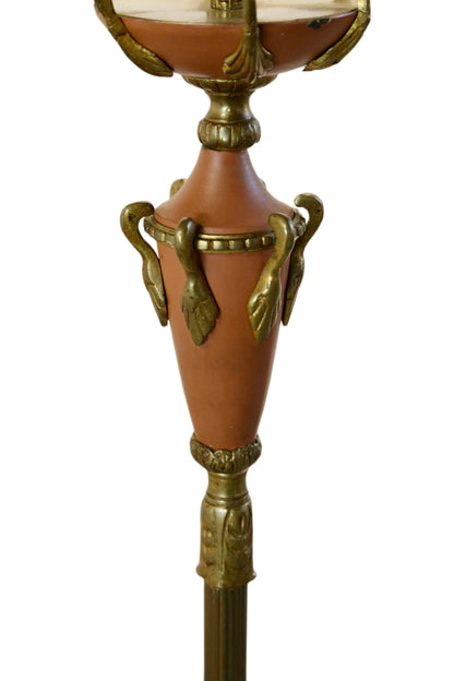 French Antique Painted Brass Standard Floor Lamp