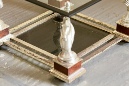 French Mid Century Modern Maison Charles Silvered Brass Cheval Horse Head Coffee Table
