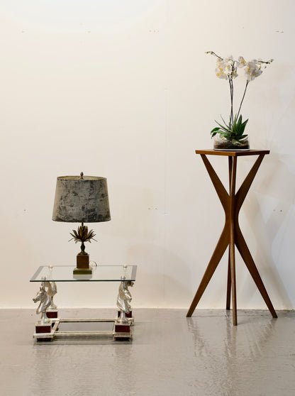 French Mid Century Modern Maison Charles Silvered Brass Cheval Horse Head Coffee Table