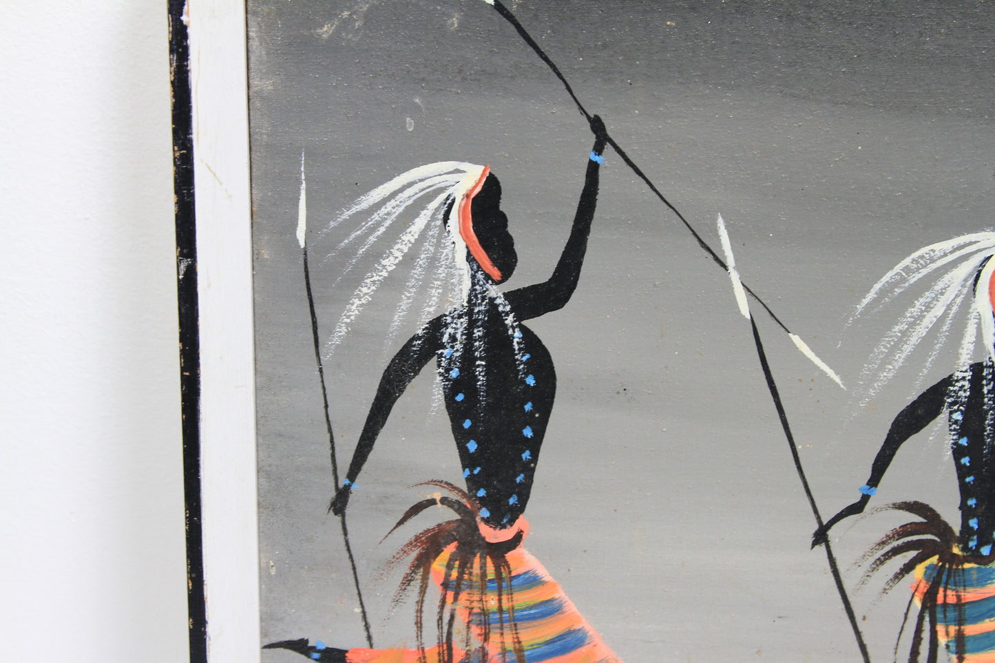 Mid 21st Century Oil on Canvas Tribal Dance by Pathy Bukasa ( Boukasa ) Kankolongo.