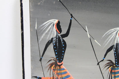 Mid 21st Century Oil on Canvas Tribal Dance by Pathy Bukasa ( Boukasa ) Kankolongo.