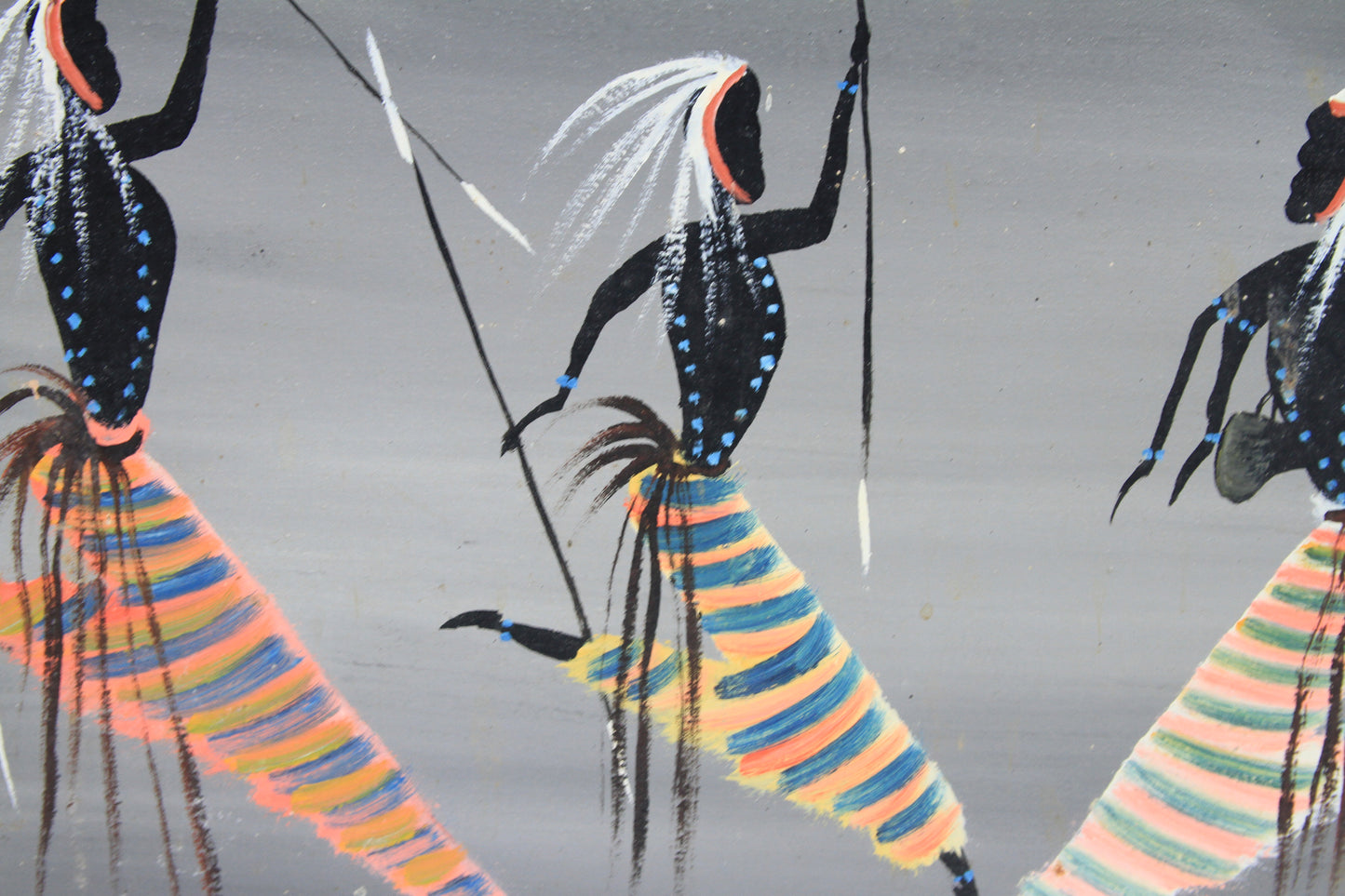 Mid 21st Century Oil on Canvas Tribal Dance by Pathy Bukasa ( Boukasa ) Kankolongo.