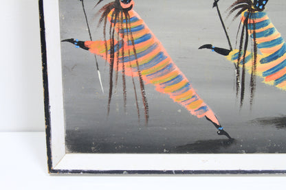 Mid 21st Century Oil on Canvas Tribal Dance by Pathy Bukasa ( Boukasa ) Kankolongo.