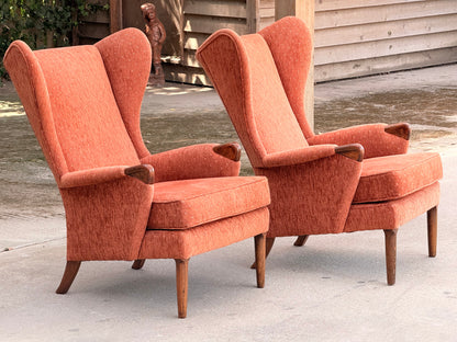 Matched Pair Vintage Parker Knoll PK757 Wingback Lounge Armchairs Mid Century