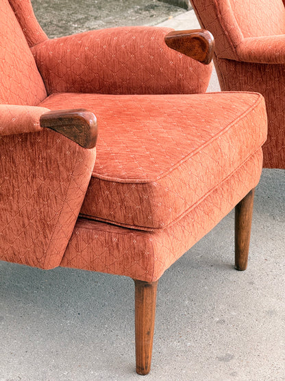 Matched Pair Vintage Parker Knoll PK757 Wingback Lounge Armchairs Mid Century