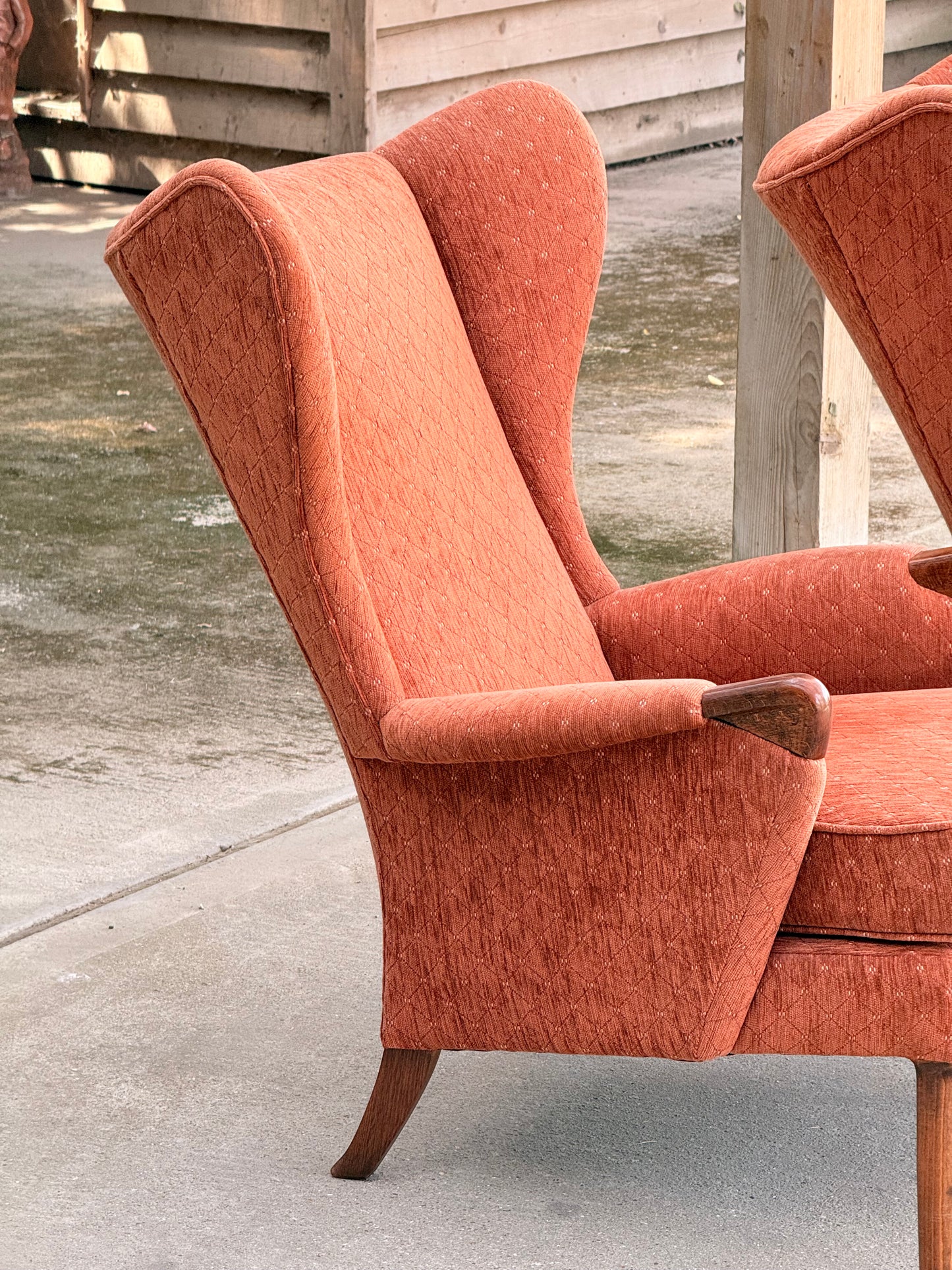 Matched Pair Vintage Parker Knoll PK757 Wingback Lounge Armchairs Mid Century