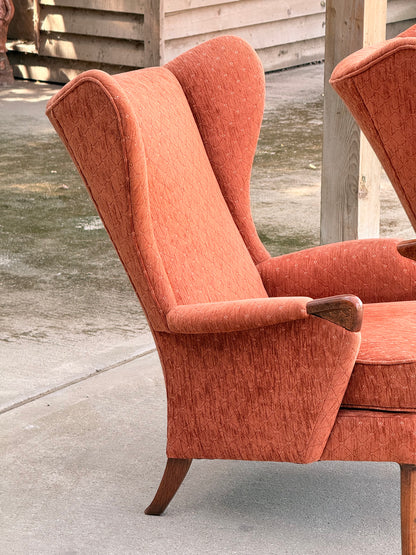 Matched Pair Vintage Parker Knoll PK757 Wingback Lounge Armchairs Mid Century