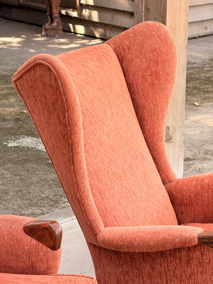 Matched Pair Vintage Parker Knoll PK757 Wingback Lounge Armchairs Mid Century