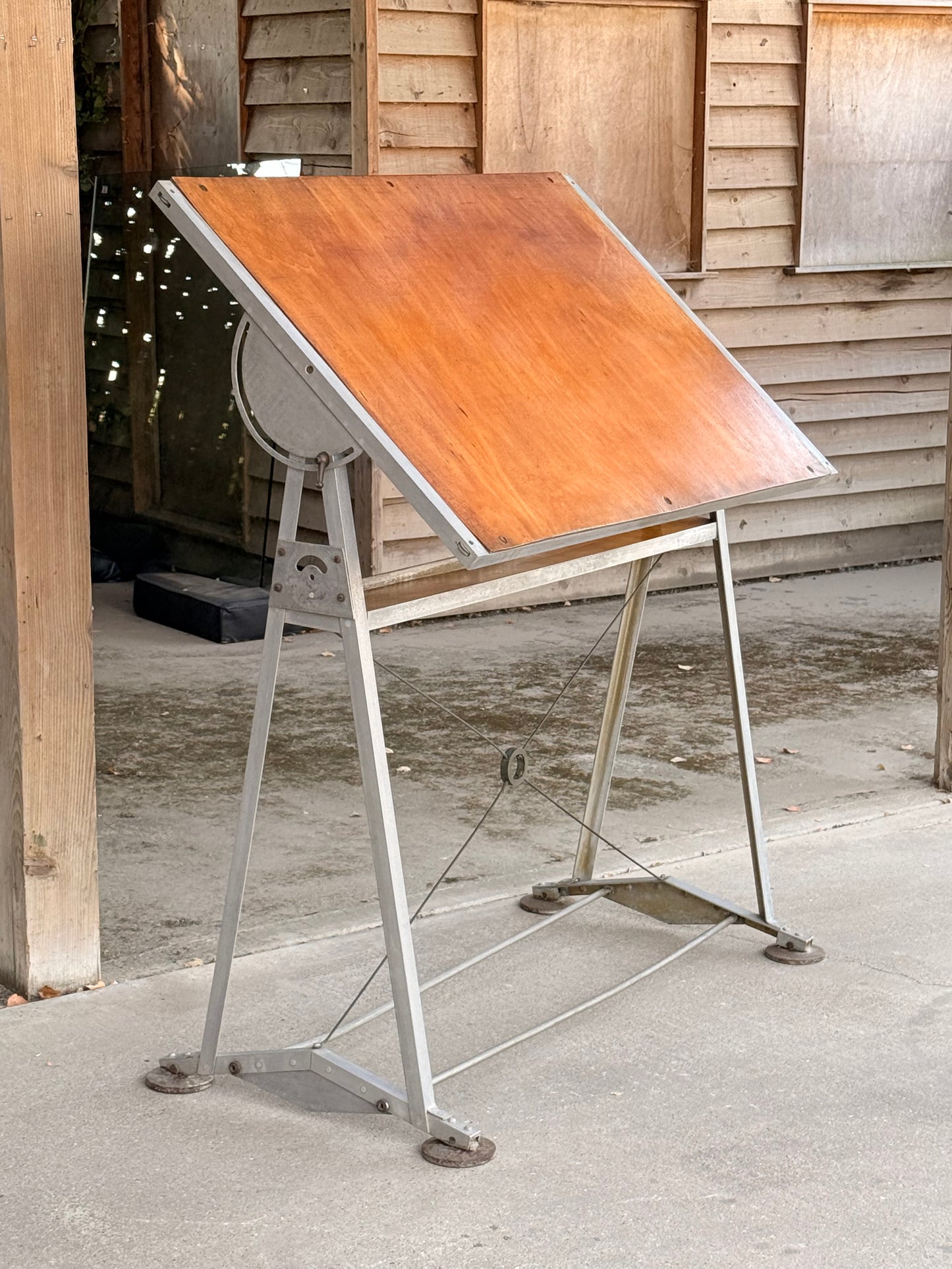 Vintage Industrial Architects Drafting Drawing Table Adjustable Mid Century