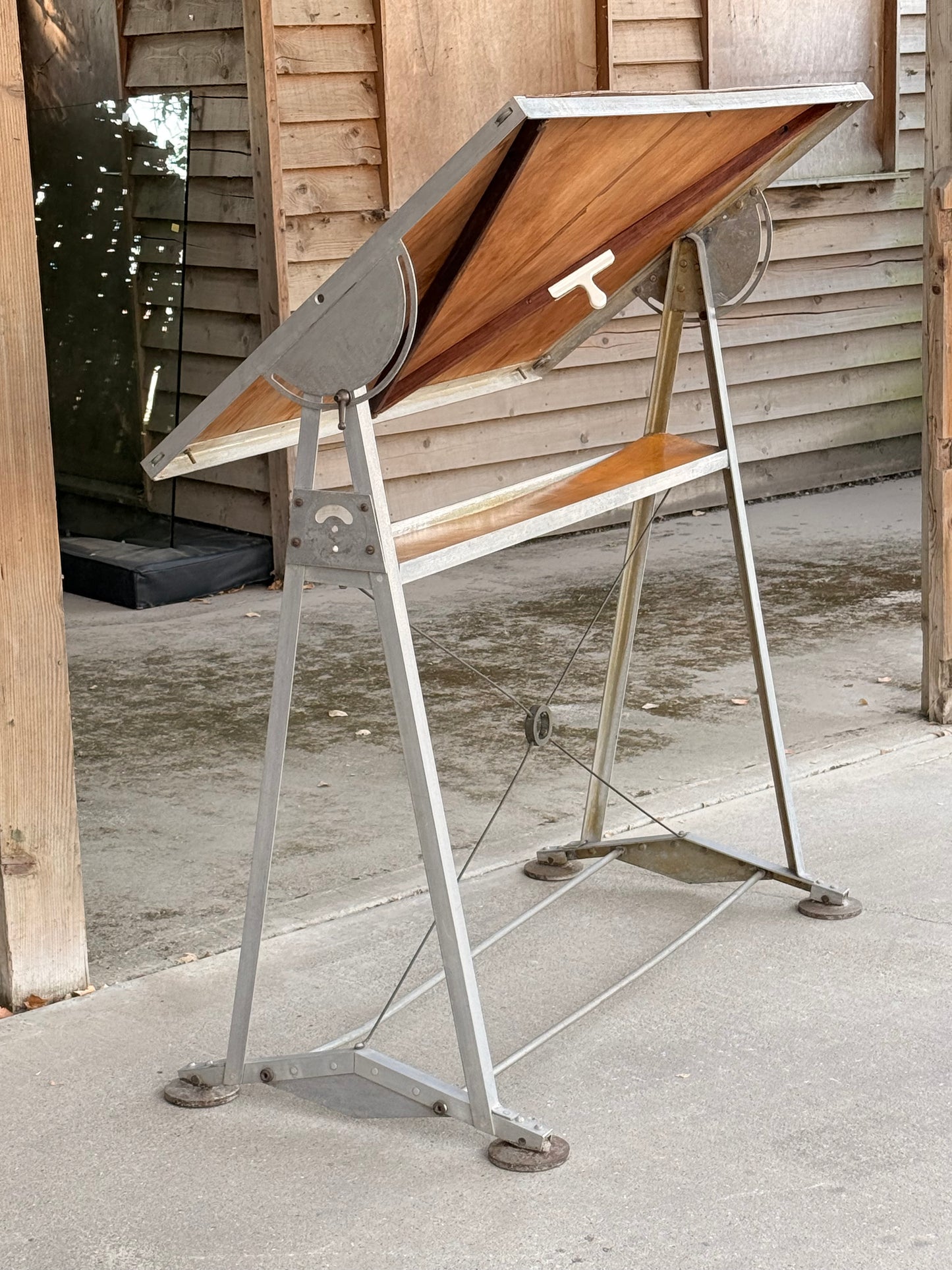 Vintage Industrial Architects Drafting Drawing Table Adjustable Mid Century