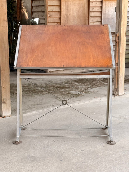 Vintage Industrial Architects Drafting Drawing Table Adjustable Mid Century