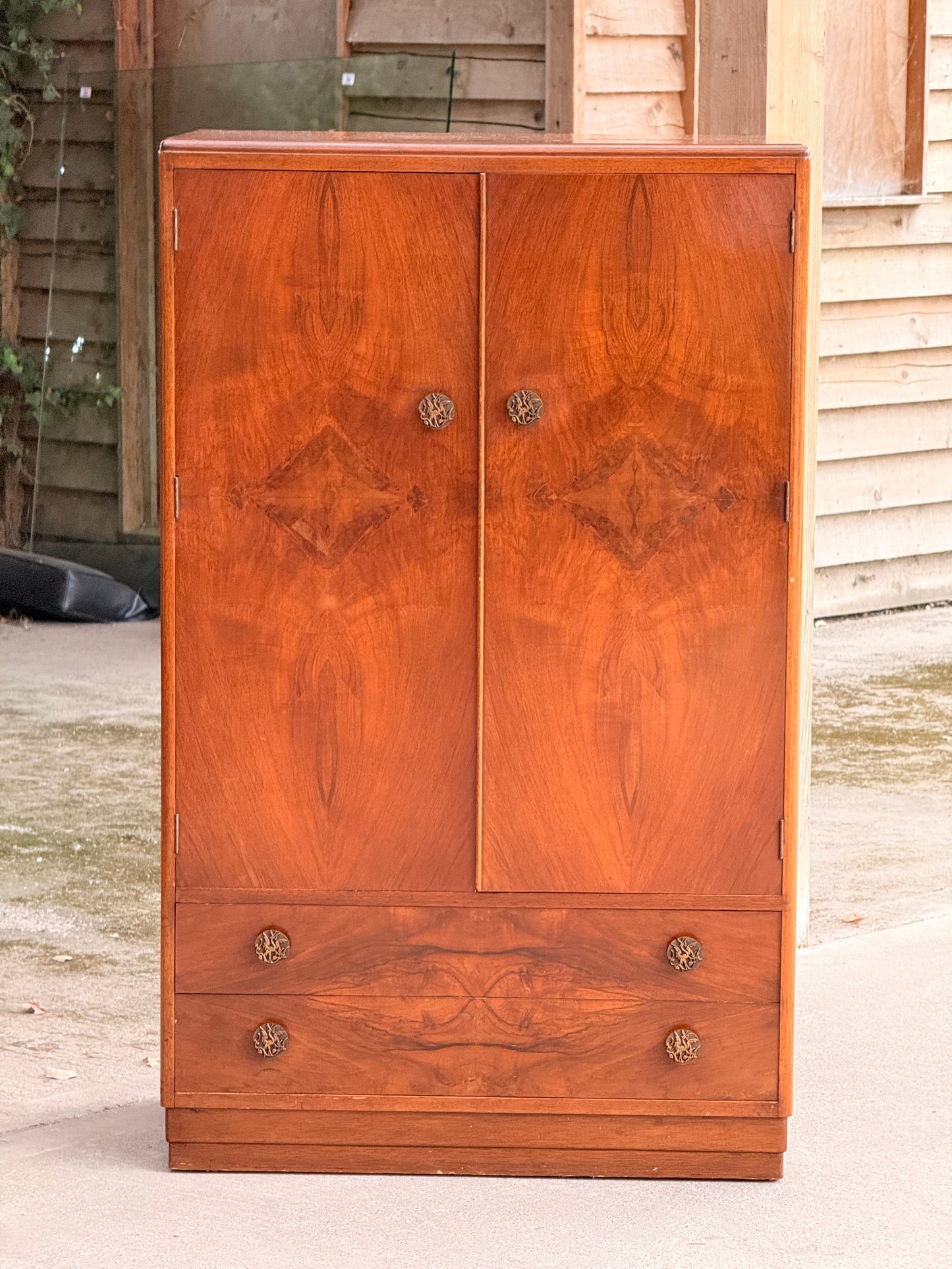 British Utility F121 Walnut Tallboy, CC41, c.1940s