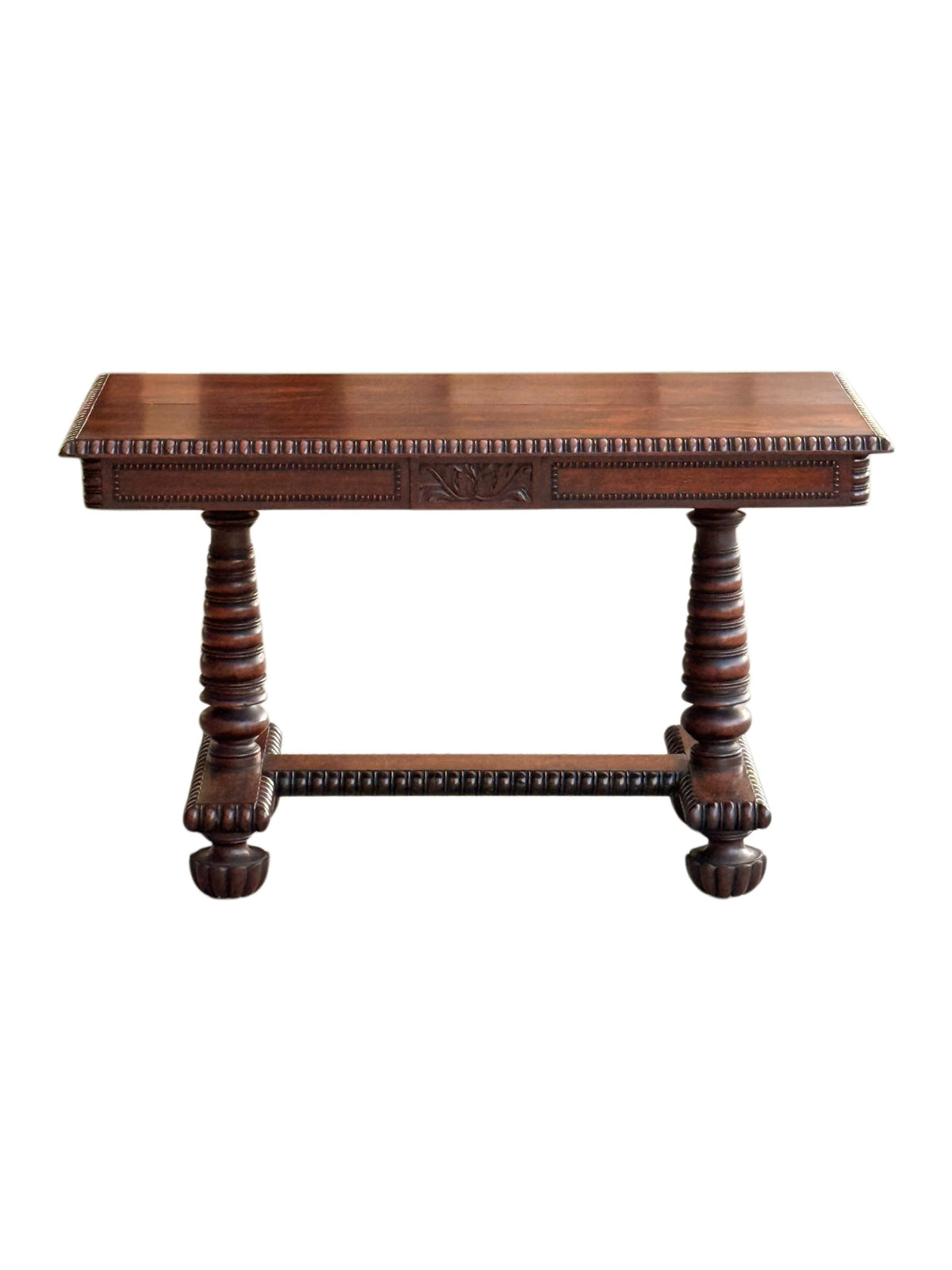 Anglo-Indian solid rosewood library centre table, side view