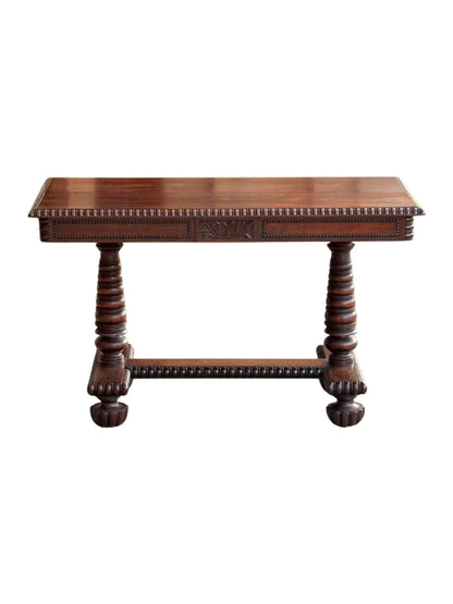 Anglo-Indian solid rosewood library centre table, side view