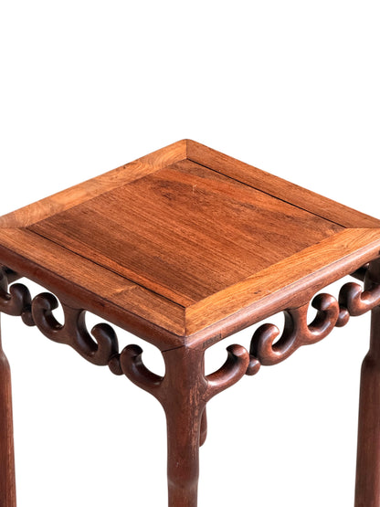 Chinese rosewood side table seen from above showing the square framed top