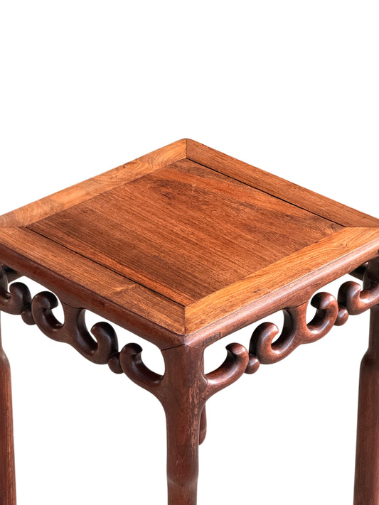 Chinese rosewood side table seen from above showing the square framed top