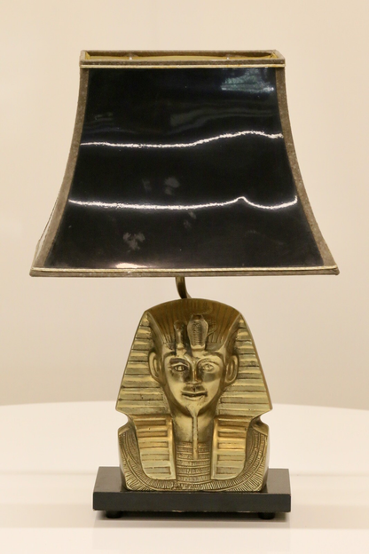 Belgian Hollywood Regency pharaoh table lamp, front view