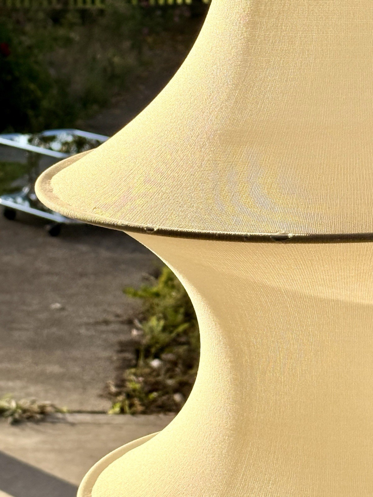 Close-up of the flared fabric tier and ring, Falkland pendant