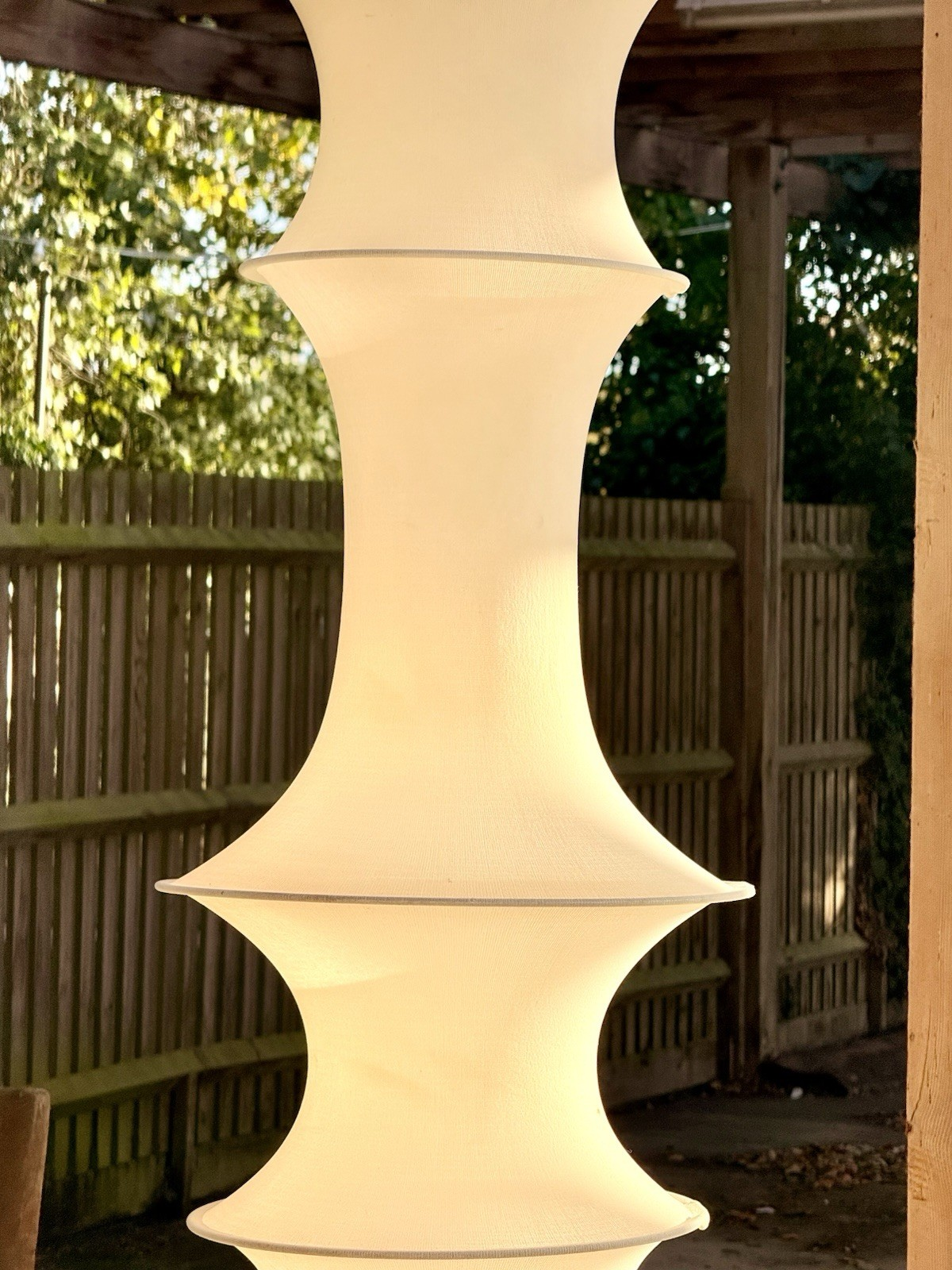 Close-up of the tiered middle section of the Falkland pendant