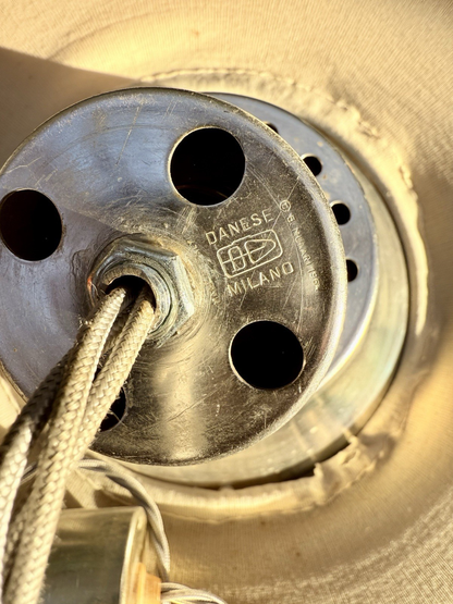 Close-up of Danese Milano stamp on the Falkland lamp aluminium cap