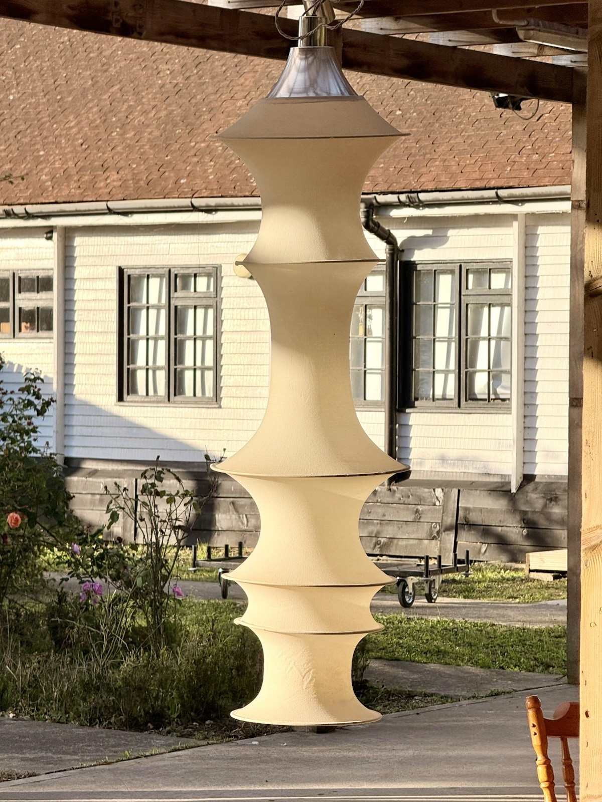 Bruno Munari Falkland pendant lamp hanging outdoors, full length