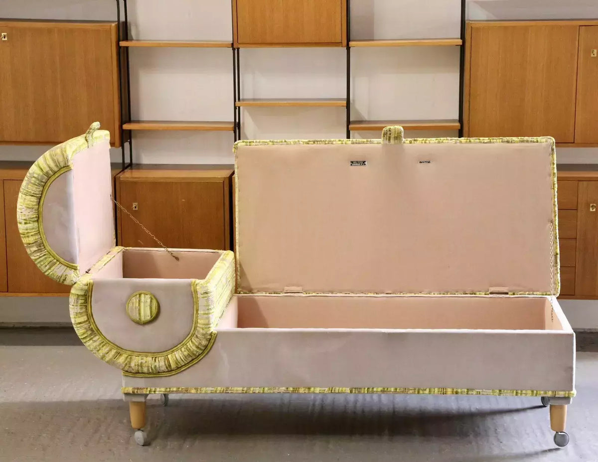 Relyon daybed ottoman with seat and end opened to show storage