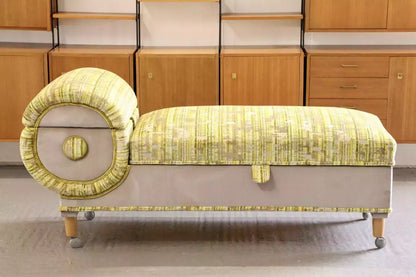 Relyon mid-century daybed ottoman, side view in a room