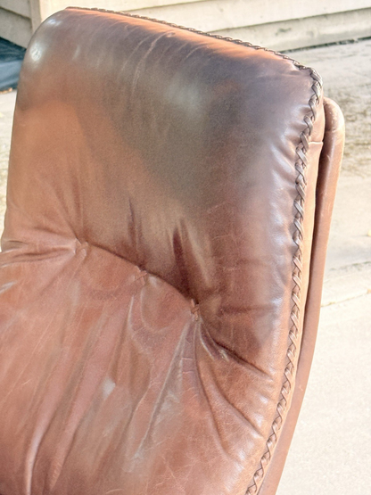 Close-up of patinated leather and whipstitch on the S231 back
