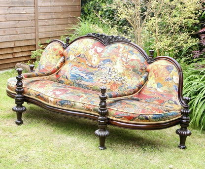 Victorian rosewood conversation seat, front view